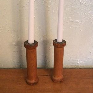 Antique bobbin candleholders